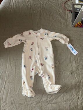 Carter's Cream Floral Footed One-Piece Pajamas